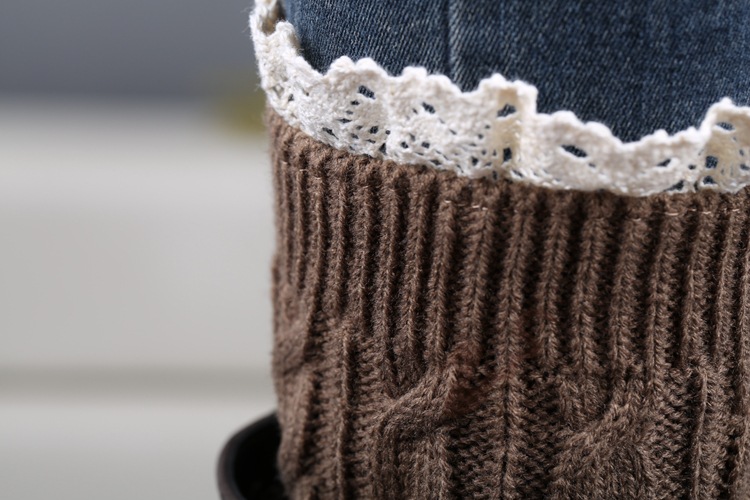 Womens Lace Trim Knit Boot Cuffs Crochet Thermal Short Leg Warmer Boot Toppers